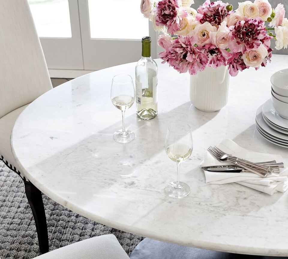 Chapman Oval Marble Pedestal Dining Table